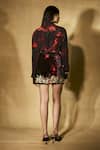 Shop_Nirmooha_Black Crepe, Velvet Embroidery Collared Flamework Pattern Shirt With Skirt _at_Aza_Fashions