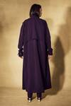 Shop_Nirmooha_Purple Crepe Embroidery, Beads Bandeau Neck Eclipse Trench Coat Pant Set _at_Aza_Fashions
