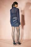 Shop_Nirmooha_Navy Georgette, Linen Embroidery, Sequins, Sheer Midnight Shirt And Skirt Set _at_Aza_Fashions