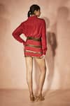 Shop_Nirmooha_Red Crepe Sequins, Metallic Thread Golden Flame Shirt And Embellished Skirt Set _at_Aza_Fashions
