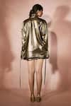 Shop_Nirmooha_Gold Embroidery Collared, Scoop Neck Metallic Shirt And Skirt Set _at_Aza_Fashions