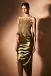 Nirmooha_Gold Bandeau Neck Metallic Muse Dress _Online_at_Aza_Fashions
