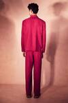Shop_Nirmooha_Red Linen Crimson Ritual Shacket And Pant Set _at_Aza_Fashions