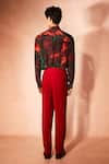 Shop_Nirmooha_Orange Crepe, Microfiber Ignite Pattern Shirt With Pant _at_Aza_Fashions