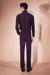 Shop_Nirmooha_Purple Microfiber, Velvet, Mesh Plum Sheer Shirt And Pant Set _at_Aza_Fashions