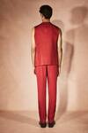 Shop_Nirmooha_Red Modal, Satin Flame Vest Set _at_Aza_Fashions