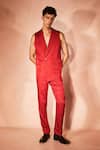 Buy_Nirmooha_Red Modal, Satin Flame Vest Set _at_Aza_Fashions