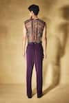 Shop_Nirmooha_Purple Tulle Embroidery Plum Enchant Tank Top And Pant Set _at_Aza_Fashions
