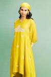 Shop_Purple Patch_Mustard Silk, Cotton, Silk, Embroidery Marigold Kurta Set _Online_at_Aza_Fashions