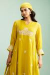 Purple Patch_Mustard Silk, Cotton, Silk, Embroidery Marigold Kurta Set _at_Aza_Fashions