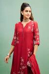 Purple Patch Red Silk, Shantoon, Silk, Embroidery Split Hibiscus Kurta Set at Aza Fashions Purple Patch_Red Silk, Shantoon, Silk, Embroidery Split Hibiscus Kurta Set _at_Aza_Fashions