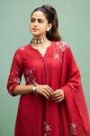 Buy Purple Patch Red Silk, Shantoon, Silk, Embroidery Split Hibiscus Kurta Set Buy_Purple Patch_Red Silk, Shantoon, Silk, Embroidery Split Hibiscus Kurta Set
