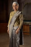 Buy_Seema Gujral_Gray Tissue, Organza Stones, Zari, Embroidery Grey Metallic Saree With Blouse _Online_at_Aza_Fashions