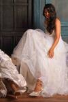 Tiesta_White Beads, Embroidery, Faux Diamonds, Fabric Embellished Net Pointed Toe Heels _Online_at_Aza_Fashions