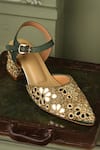 Tiesta_Green Mirrors, Embroidery Block Heels _Online_at_Aza_Fashions
