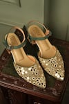 Shop_Tiesta_Green Mirrors, Embroidery Block Heels _at_Aza_Fashions