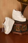 Shop_Tiesta_White Embellished Satin Sneaker Wedges _at_Aza_Fashions