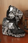 Buy_Tiesta_Black Embroidered Raw Silk Sneaker Wedges _at_Aza_Fashions