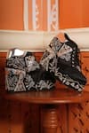 Buy_Tiesta_Black Embroidered Raw Silk Sneaker Wedges _Online_at_Aza_Fashions
