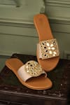Buy_Tiesta_White Mirror Embellished Raw Silk Flats _at_Aza_Fashions