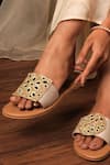 Shop_Tiesta_White Mirror Embellished Raw Silk Flats _at_Aza_Fashions