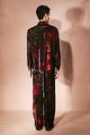 Shop_Nirmooha_Black Velvet Flame Pattern Shirt With Pant _at_Aza_Fashions