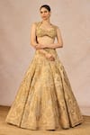 Buy_Masaba_Gold Tissue Embroidery, Stones, Sequins, Fasl E Gul 12 Kalis Bridal Lehenga Set _Online_at_Aza_Fashions