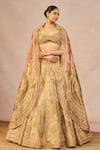 Buy_Masaba_Gold Tissue Embroidery, Stones, Sequins, Fasl E Gul 12 Kalis Bridal Lehenga Set _at_Aza_Fashions
