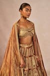 Masaba_Brown Tissue Embroidery, Sequins, Beads, Sitara 12 Kalis Bridal Lehenga Set _Online_at_Aza_Fashions