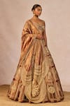 Masaba_Brown Tissue Embroidery, Sequins, Beads, Sitara 12 Kalis Bridal Lehenga Set _at_Aza_Fashions