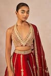 Buy_Masaba_Red Silk, Organza Embroidery, Zari Milan Ki Aas 12 Kalis Bridal Lehenga Set _Online_at_Aza_Fashions