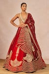 Buy_Masaba_Red Silk, Organza Embroidery, Zari Milan Ki Aas 12 Kalis Bridal Lehenga Set _at_Aza_Fashions