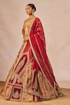 Buy_Masaba_Red Tissue, Silk, Organza Tenu Takdi Ravah 12 Kalis Bridal Lehenga Set _Online_at_Aza_Fashions