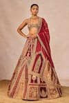 Buy_Masaba_Red Tissue, Silk, Organza Tenu Takdi Ravah 12 Kalis Bridal Lehenga Set _at_Aza_Fashions