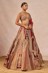 Shop_Masaba_Red Tissue, Silk, Organza Tenu Takdi Ravah 12 Kalis Bridal Lehenga Set _Online_at_Aza_Fashions