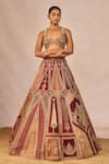 Masaba_Red Tissue, Silk, Organza Tenu Takdi Ravah 12 Kalis Bridal Lehenga Set _at_Aza_Fashions