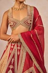 Buy_Masaba_Red Tissue, Silk, Organza Tenu Takdi Ravah 12 Kalis Bridal Lehenga Set 