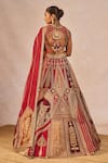 Masaba_Red Tissue, Silk, Organza Tenu Takdi Ravah 12 Kalis Bridal Lehenga Set _Online_at_Aza_Fashions