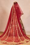 Masaba_Red Tissue, Silk, Organza Tenu Takdi Ravah 12 Kalis Bridal Lehenga Set _Online_at_Aza_Fashions