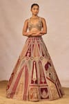 Buy_Masaba_Red Tissue, Silk, Organza Tenu Takdi Ravah 12 Kalis Bridal Lehenga Set 