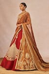 Buy_Masaba_Red Dupion, Tissue Embroidery, Tassels, Zari Baat Ban Gayi 10 Kalis Lehenga Set _Online_at_Aza_Fashions