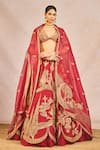Masaba_Red Silk, Satin, Organza Mehakasa Paigaam 12 Kalis Bridal Lehenga Set _Online_at_Aza_Fashions
