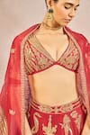 Shop_Masaba_Red Silk, Satin, Organza Mehakasa Paigaam 12 Kalis Bridal Lehenga Set 