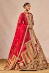 Shop_Masaba_Red Tissue, Organza Embroidery, Dil Ke Pass 12 Kalis Bridal Lehenga Set _Online_at_Aza_Fashions