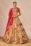 Buy_Masaba_Red Tissue, Organza Embroidery, Dil Ke Pass 12 Kalis Bridal Lehenga Set _at_Aza_Fashions