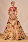 Buy_Masaba_Red Tissue, Organza Embroidery, Dil Ke Pass 12 Kalis Bridal Lehenga Set 