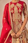 Shop_Masaba_Red Tissue, Organza Embroidery, Dil Ke Pass 12 Kalis Bridal Lehenga Set 