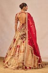 Shop_Masaba_Red Tissue, Organza Embroidery, Zari, Dil Ke Pass 12 Kalis Bridal Lehenga Set _at_Aza_Fashions