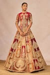 Buy_Masaba_Red Tissue, Organza Embroidery, Zari, Dil Ke Pass 12 Kalis Bridal Lehenga Set _Online_at_Aza_Fashions