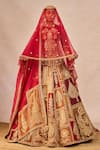 Buy_Masaba_Red Tissue, Organza Embroidery, Zari, Dil Ke Pass 12 Kalis Bridal Lehenga Set _at_Aza_Fashions